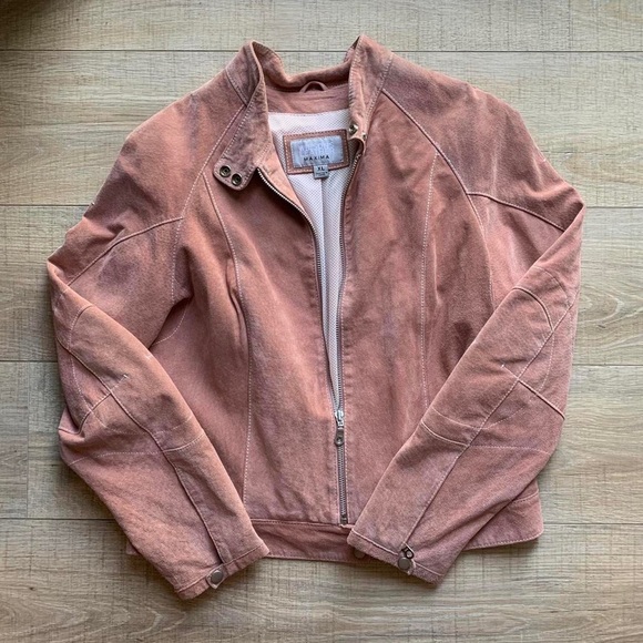 Pink Suede Leather Jacket and Pants Set - Picture 2 of 4